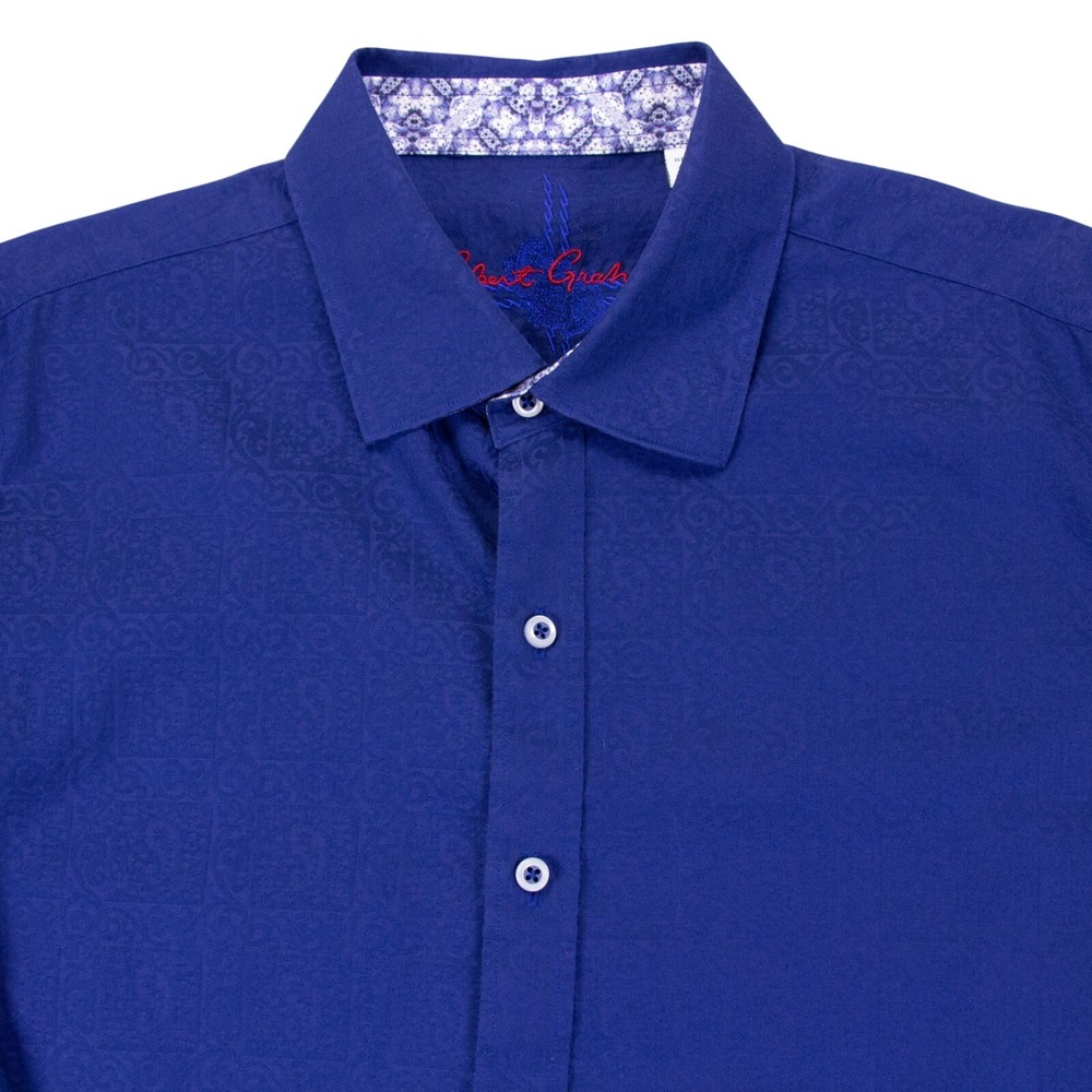 Robert Graham Mens XL Classic Fit LS Flip Cuff Cotton Shirt Paisley Blue - Picture 2 of 14